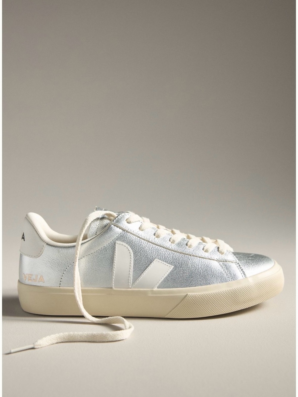 Veja Silver and White Campo Chromefree Sneakers Box Label